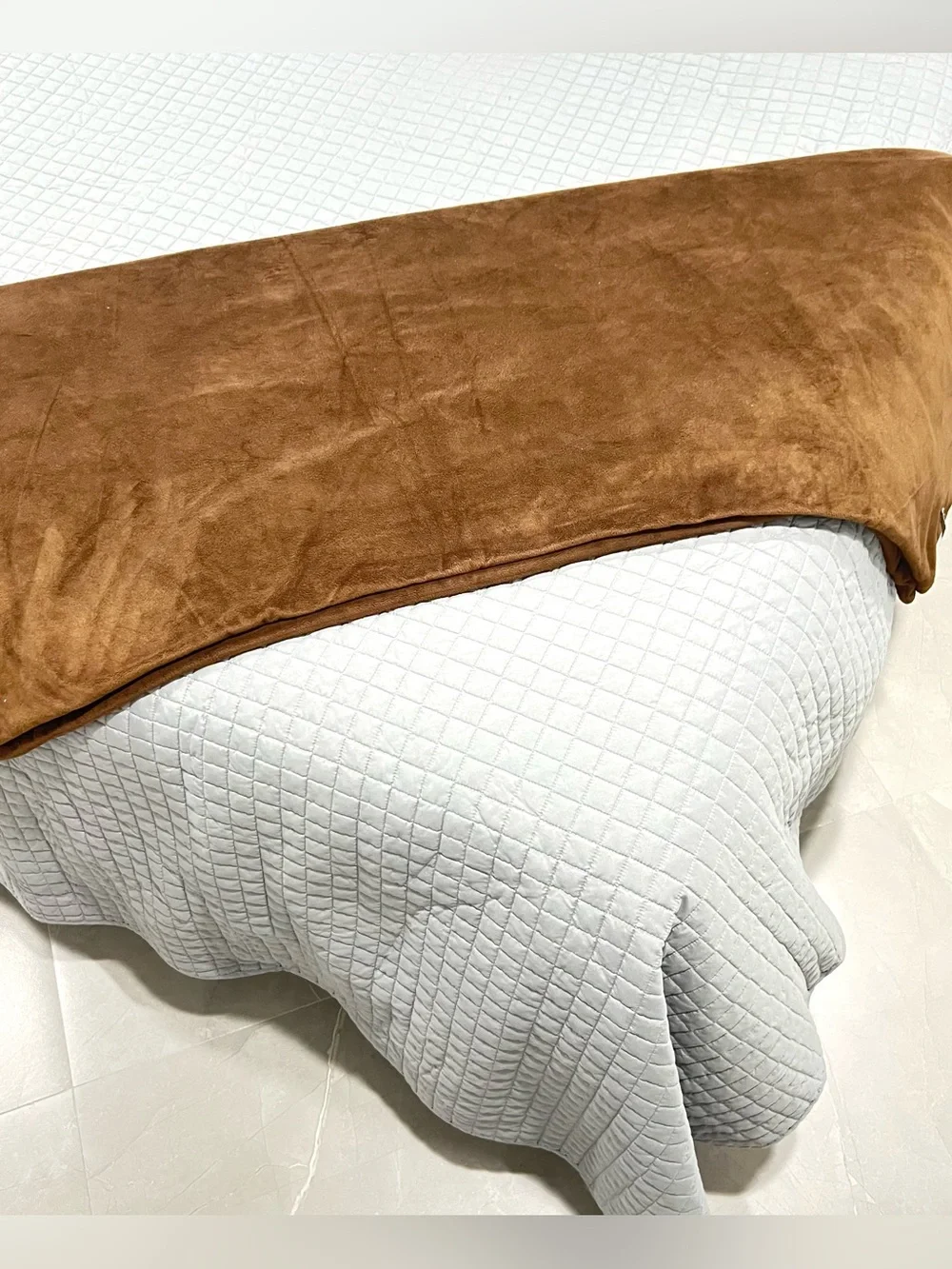 RESTORATION HARDWARE RH Brown Soft Fleece Faux Fur Reversible Cozy Blanket Throw
